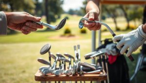 Alte Golfschläger gegen neue Golfschläger austauschen