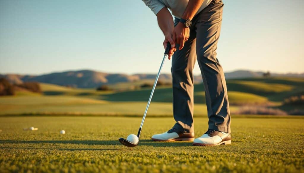 Ball mit Golfschläger aufheben