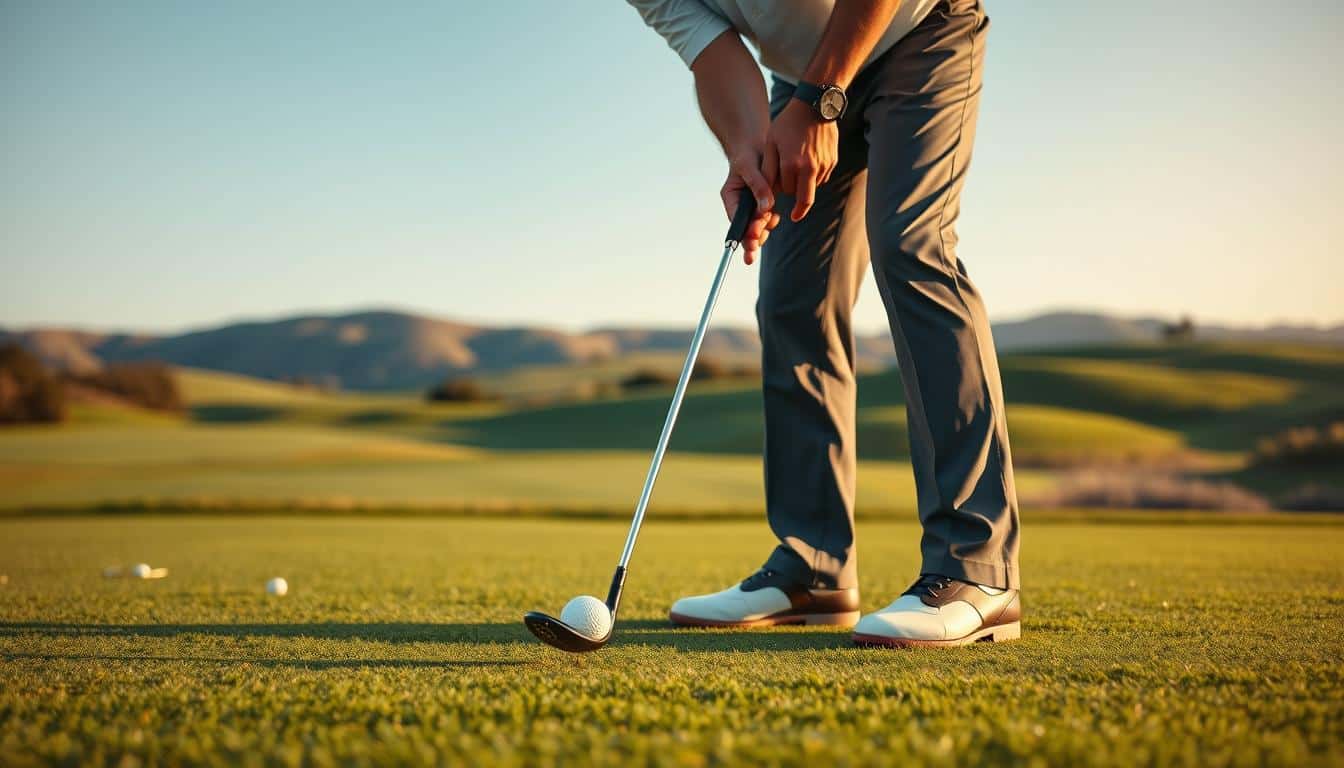 Ball mit Golfschläger aufheben