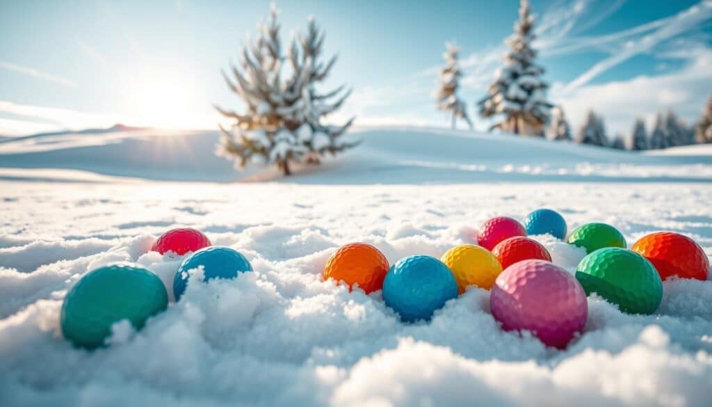 Bunte Golfbälle für den Winter