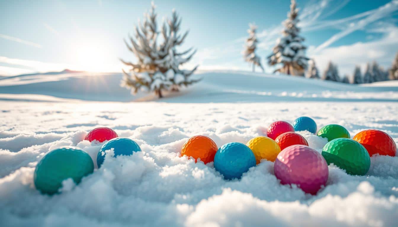 Bunte Golfbälle für den Winter